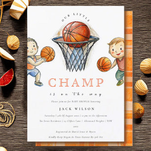 Invitation Notre petit Baby shower de basket-ball de petite t