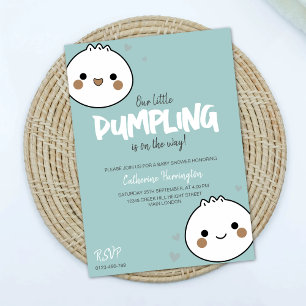 Invitation Notre petit Baby shower de garçon bleu Dumpling