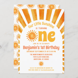 Invitation Notre Petit Bébé Sunshine Garçon 1er fête d'annive