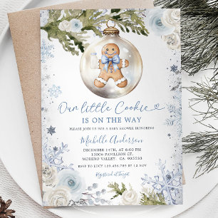 Invitation Notre petit biscuit Blue Snowflake Baby shower de