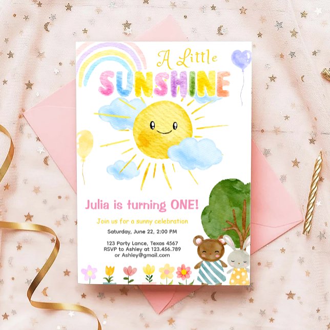 Invitation Notre petit Boho Sunshine Arc-en-ciel premier anni (Créateur téléchargé)