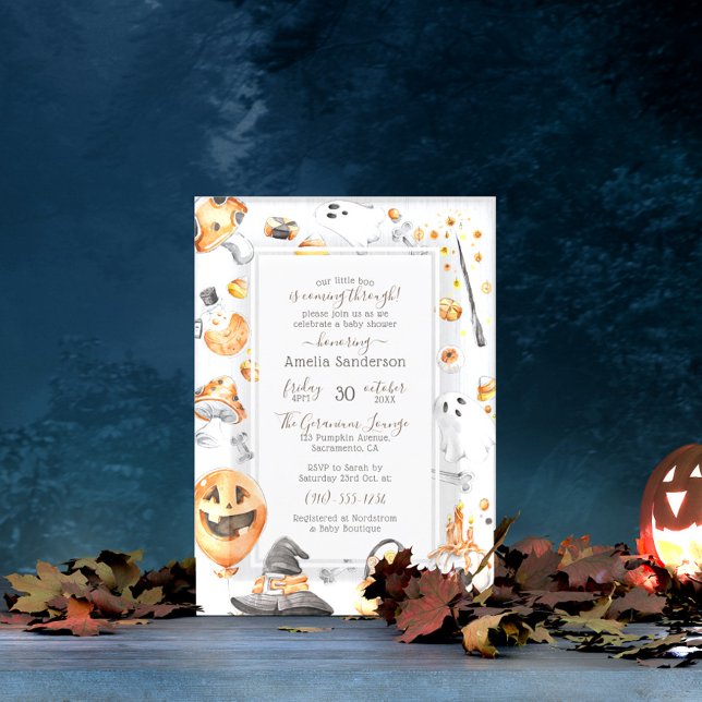 Invitation Notre Petit Boo ! | Baby shower Halloween aquarell (Créateur téléchargé)