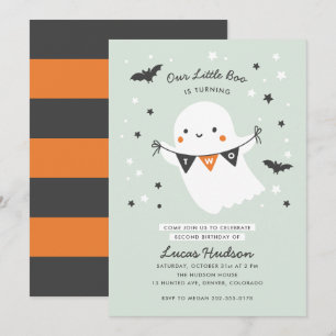 Invitation Notre Petit Boo Cute Kid Halloween Deuxième Annive