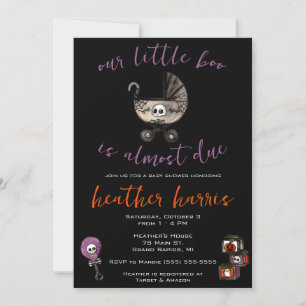Invitation Notre Petit Boo est presque dû ! Baby shower Goth