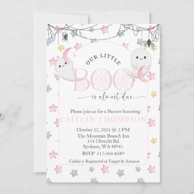 Invitation Notre Petit Boo est presque dû Halloween Baby (Devant)