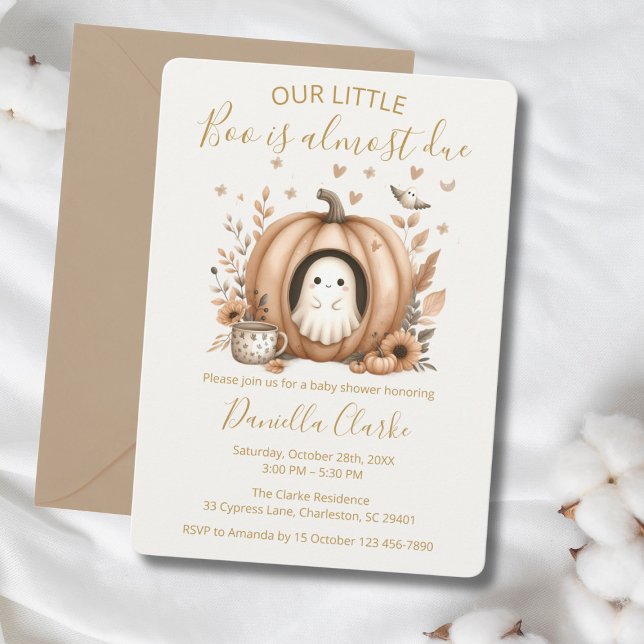 Invitation Notre petit Boo est presque là Baby Shower Bohème (Little Boo Is Almost Due Baby Shower Invitation)