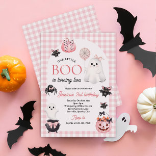 Invitation Notre petit BOO Ghost rose Halloween 2e anniversai