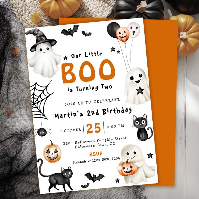 Invitation Notre petit BOO mignon Halloween Ghost 2e annivers (Créateur téléchargé)
