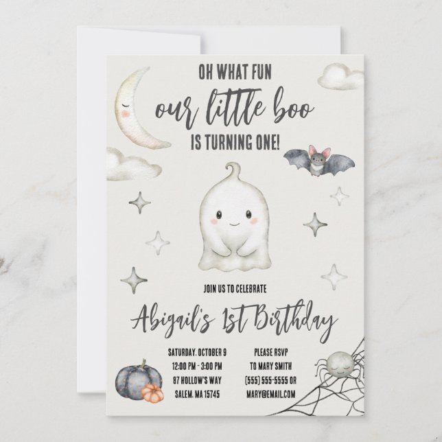 Invitation Notre petit BOO tourne UN ! Anniversaire d'Hallowe (Devant)