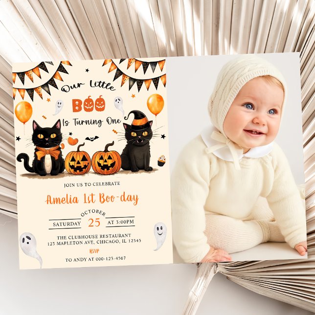 Invitation Notre Petit Boo Turner Chat Noir Halloween Photo (Créateur téléchargé)