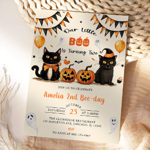 Invitation Notre Petit Boo Turner Deux Chats Noirs Halloween