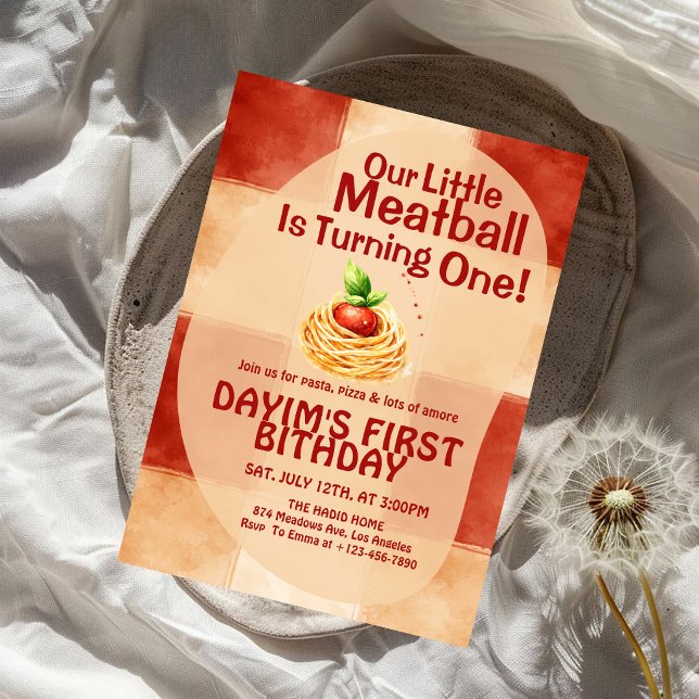 Invitation Notre petit boulet de viande fête son premier anni (Créateur téléchargé)