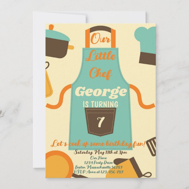 Invitation Notre petit chef  Anniversaire (Devant)