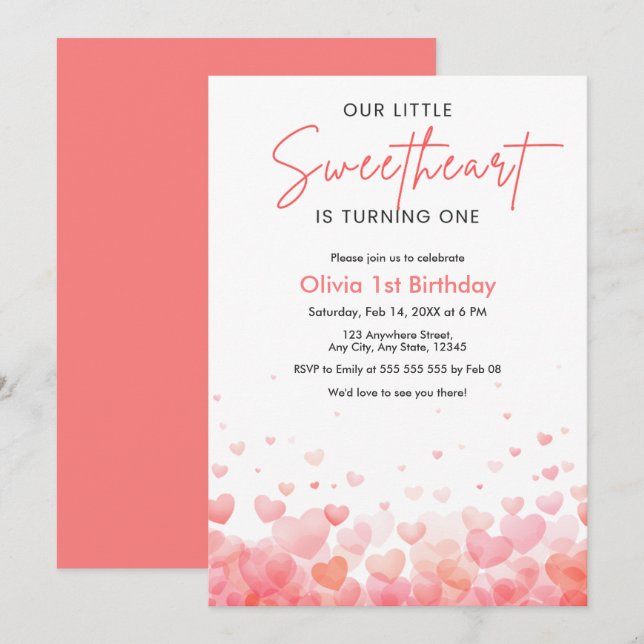 Invitation Notre petit chou fête son premier anniversaire  (Devant / Derrière)