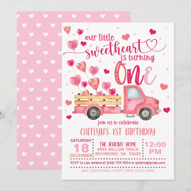 Invitation Notre petit chou fête son premier anniversaire Inv (Devant / Derrière)