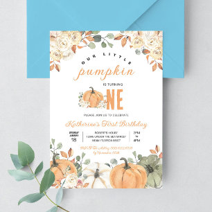 Invitation Notre petit Citrouille 1er anniversaire automne