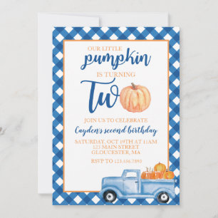 Invitation Notre petit citrouille a deux ans camion bleu 2ème