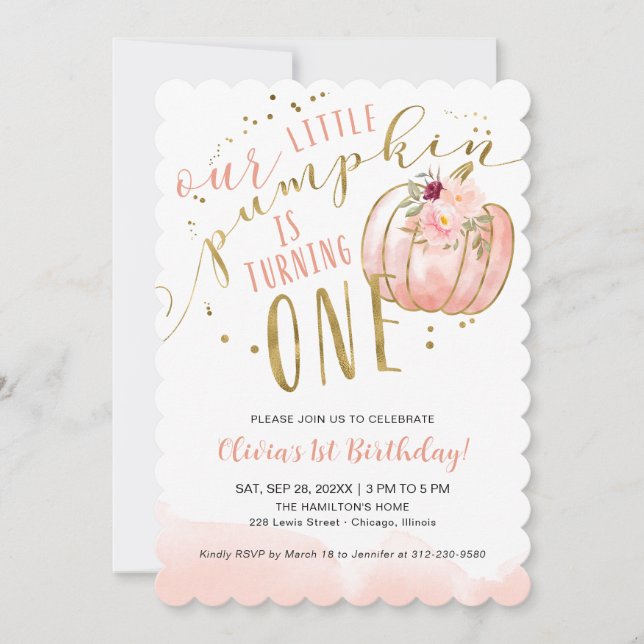 Invitation Notre Petit Citrouille a un An 1er Anniversaire (Devant)