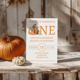 Invitation Notre petit citrouille a UN an, fête d'anniversair