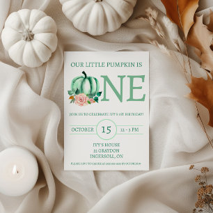 Invitation Notre petit citrouille a UN an Fête d'anniversaire