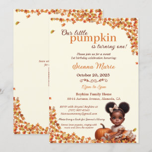 Invitation Notre Petit Citrouille Afro Puff Baby Girl Anniver