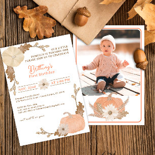 Invitation Notre petit Citrouille aquarelle photo Anniversair