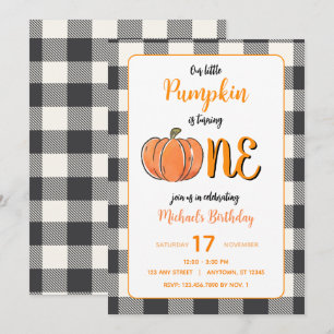 Invitation Notre Petit Citrouille Automne Flannel Boys Annive