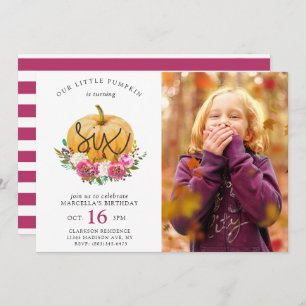 Invitation Notre Petit Citrouille Automne Floral 6e Anniversa