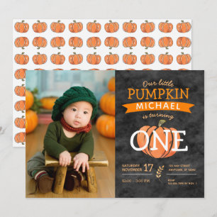 Invitation Notre petit Citrouille Automne Photo Anniversaire