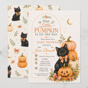 Invitation Notre Petit Citrouille Bébé Halloween Shower Chat