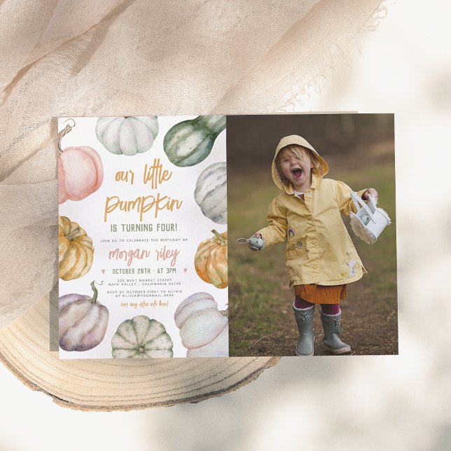Invitation Notre petit Citrouille Boho Automne fête d'anniver (Créateur téléchargé)