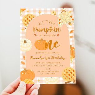 Invitation Notre petit Citrouille Boho Orange 1er anniversair