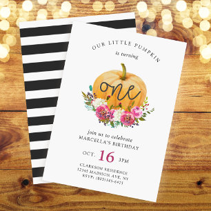 Invitation Notre Petit Citrouille Chute Florale