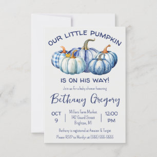 Invitation Notre Petit Citrouille est en route, Baby shower b