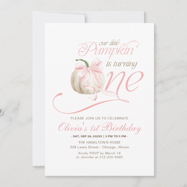 Invitation Notre Petit Citrouille Fait Son Premier Anniversai (Devant)