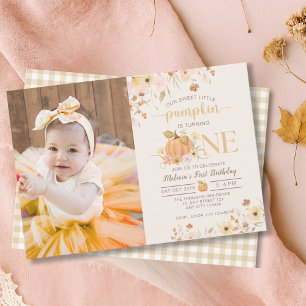 Invitation Notre petit Citrouille Floral Citrouille Photo Ann