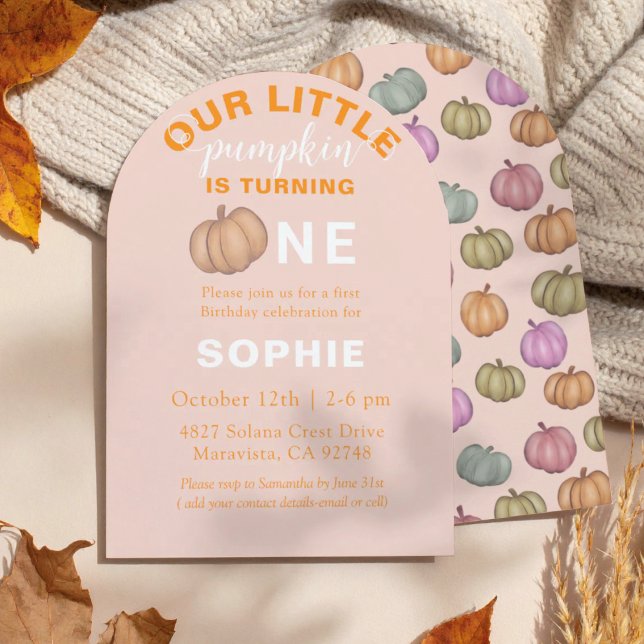 Invitation Notre petit Citrouille Orange 1er Anniversaire (Créateur téléchargé)