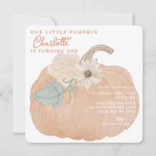 Invitation Notre Petit Citrouille Orange Automne Anniversaire
