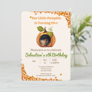 Invitation Notre petit Citrouille photo d'anniversaire