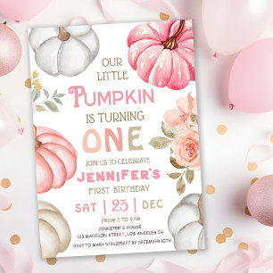 Invitation Notre petit Citrouille   Pink Bold Girl 1er annive