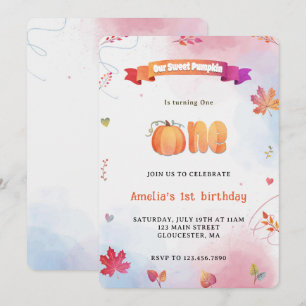 Invitation Notre Petit Citrouille Premier Anniversaire Aquare