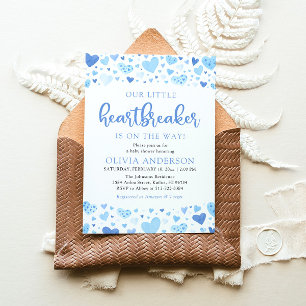 Invitation Notre Petit Coeur Bleu Baby shower Valentin