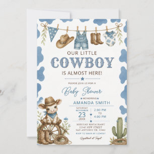 Invitation Notre petit cow-boy bébé Shower Linge à linge Bleu