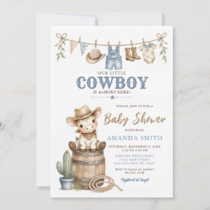 Invitation Notre Petit Cowboy Baby Shower Moderne