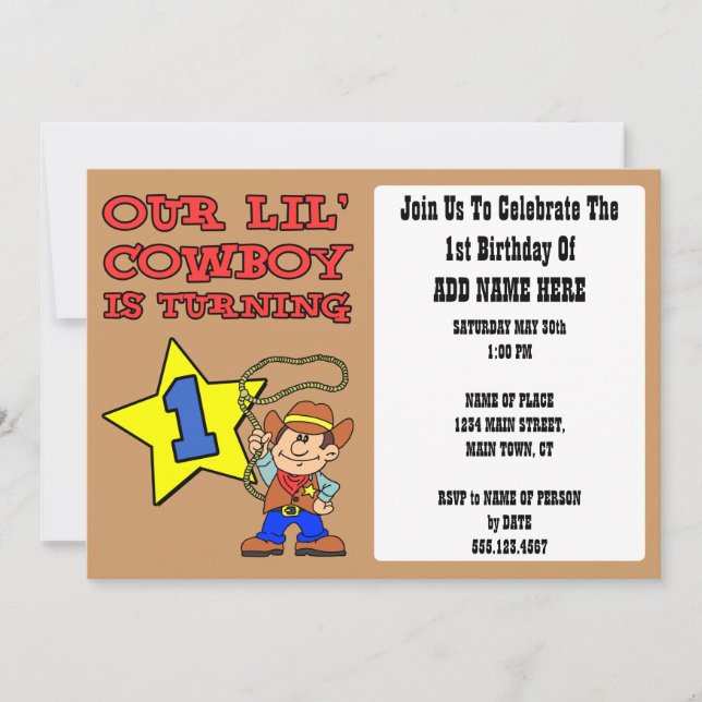 Invitation Notre petit cowboy tourne un (Devant)