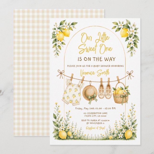 Invitation Notre Petit Doux Arrive Baby Shower (Devant / Derrière)