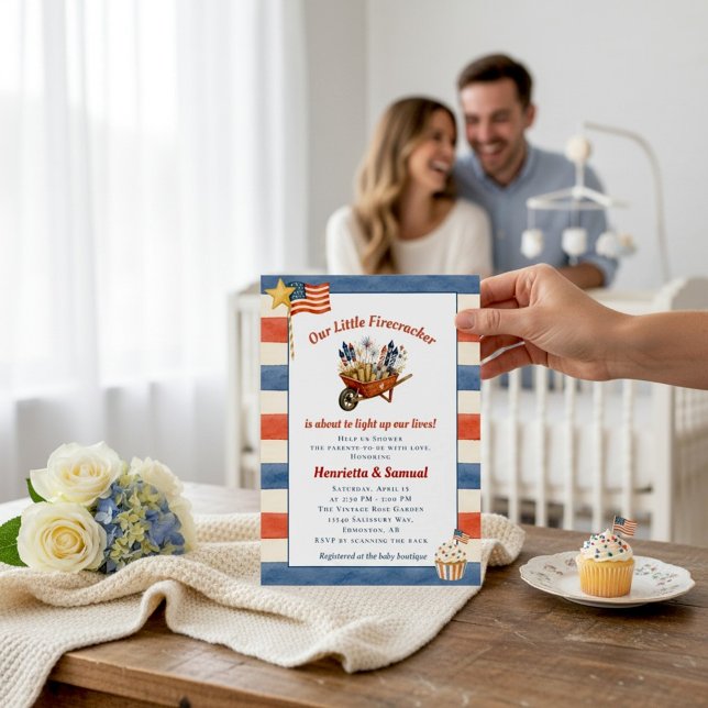 Invitation  "Notre Petit Feu d'Artifice" Baby Shower pour Cou (Créateur téléchargé)