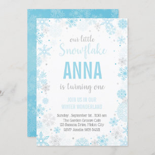 Invitation Notre petit flacon de neige Premier anniversaire