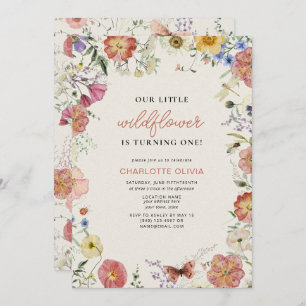Invitation Notre Petit Fleur sauvage 1er anniversaire Fleurs