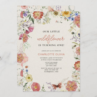 Invitation Notre Petit Fleur sauvage 1er anniversaire Fleurs 